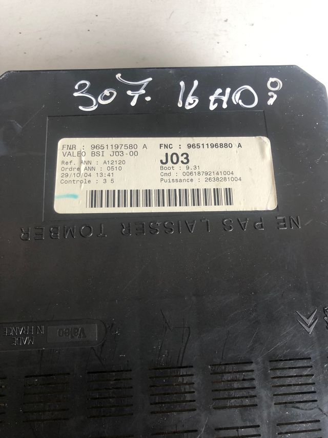Kit de arranque Peugeot 307 1.6 HDI
ECU BOSCH ref : 9656161980 / 0281011803
BSI : 9651197580 / 9651196880