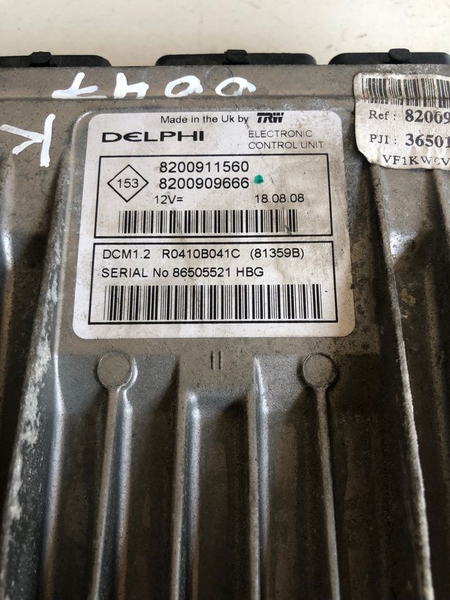 Centralita motor ecu uce delphi Renault clio III / kangoo 1.5 dci
Referencia original : 8200911560 / 8200909666 / DCM1.2