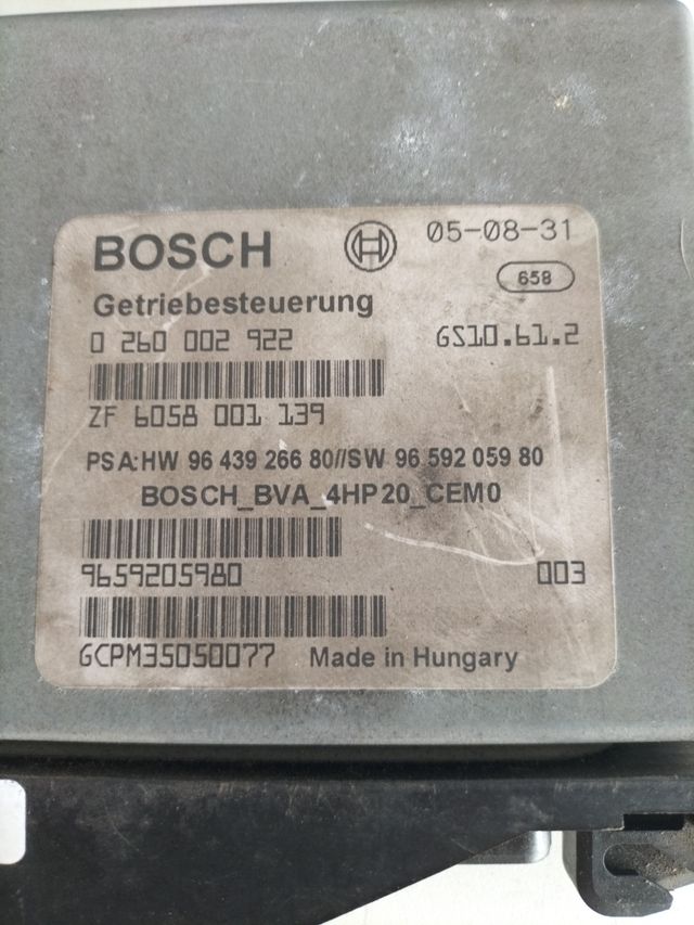 Centralita de caja de cambio peugeot 407 / Citroen C5 Referencia original : 9659205980 Referencia Bosch : 0260002922 - 9643926680