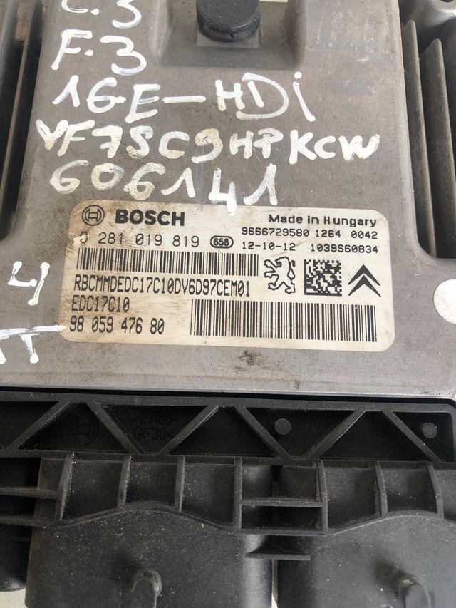 Kit de arranque Citroen C3/DS3 16HDI ECU Bosch Referencia : 0281019819 ECU Referencia original : 9805947680 / BSI referencia : 9666952080