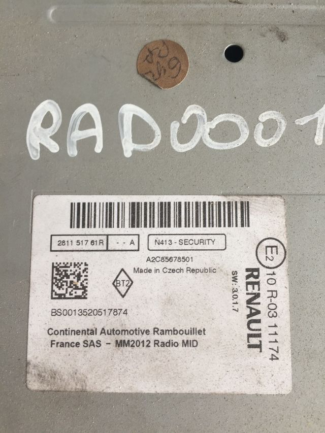 Radio Renault Clio 4 RS / Captur Referencia original : 281151761R / A2C85678501