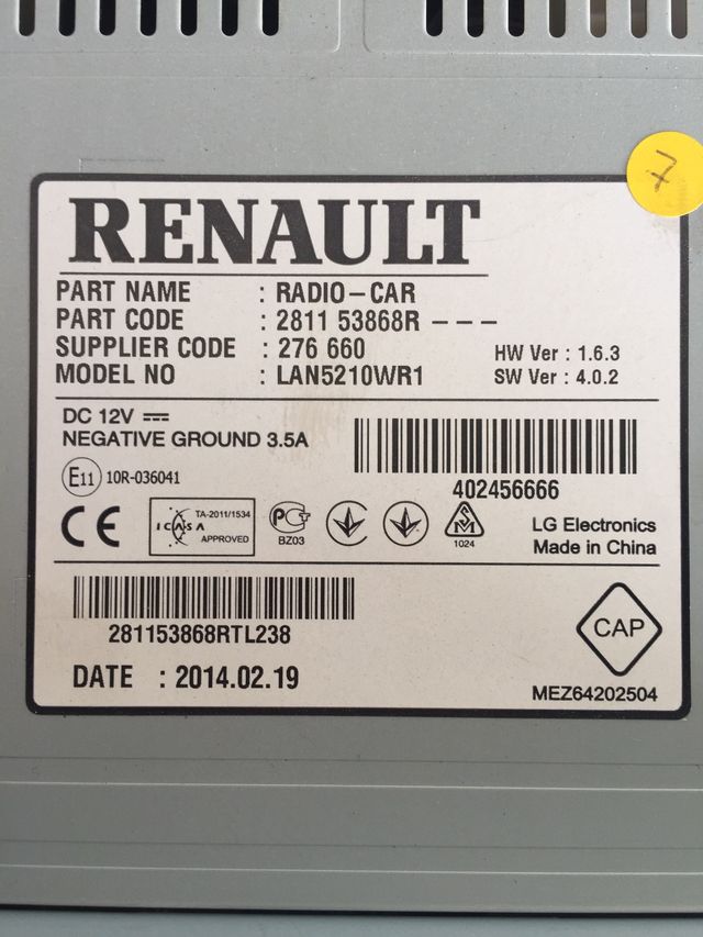 Pantalla navegacion gps radio Renault Clio 4 / Captur 2012-2020 Referencia original : 281153868R