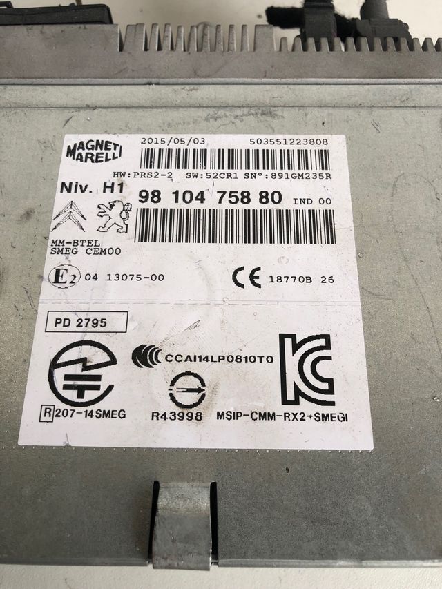 Sistema navegación radio gps magneti marellipeugeot 308 desde 2013 / 508 Referencia original : 9810475880